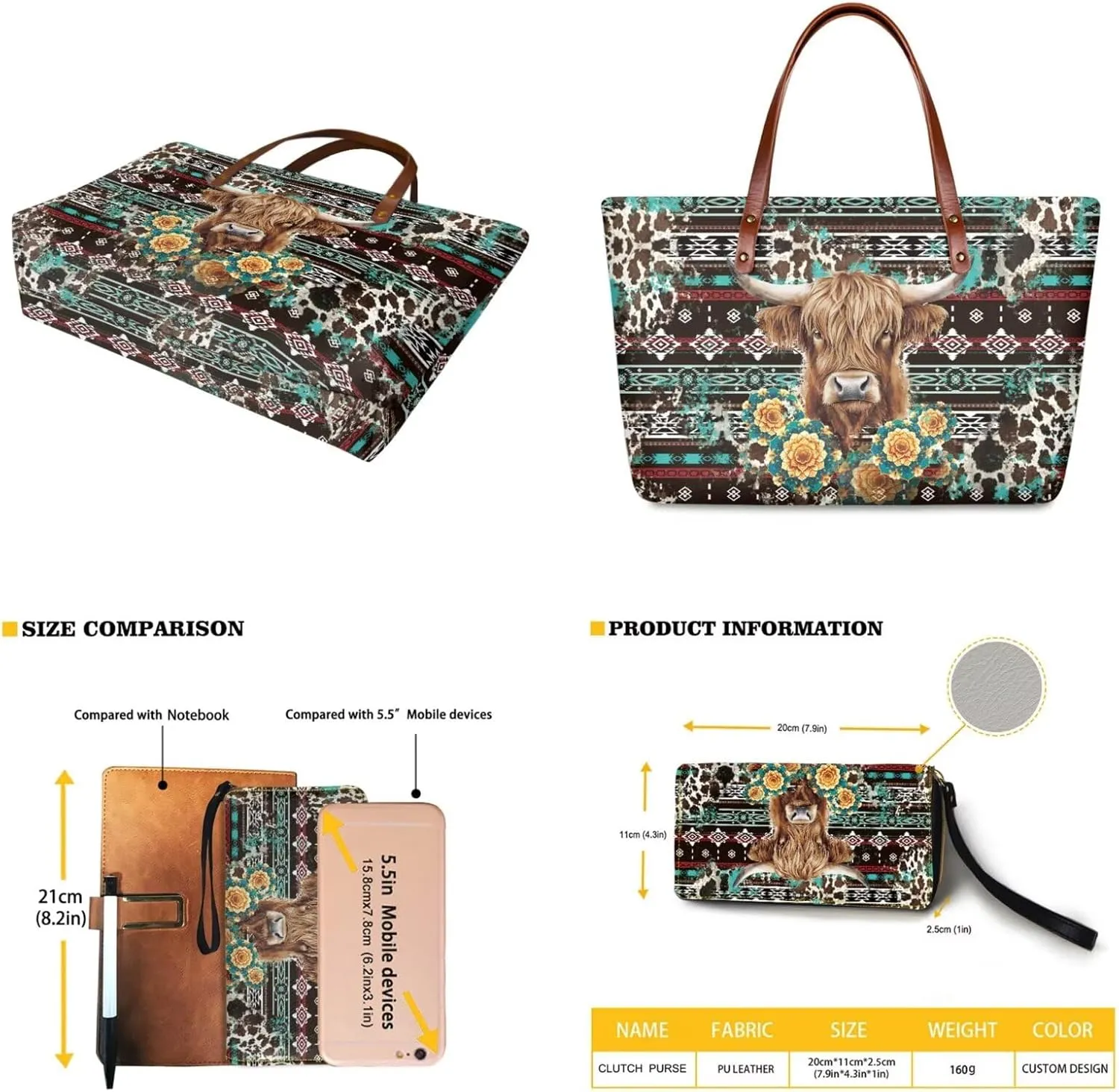 2 PCS Work Bag and Wallet Set for Women Portable Satchel Handbags Shoulder Bag with Money Organizers for Shopping