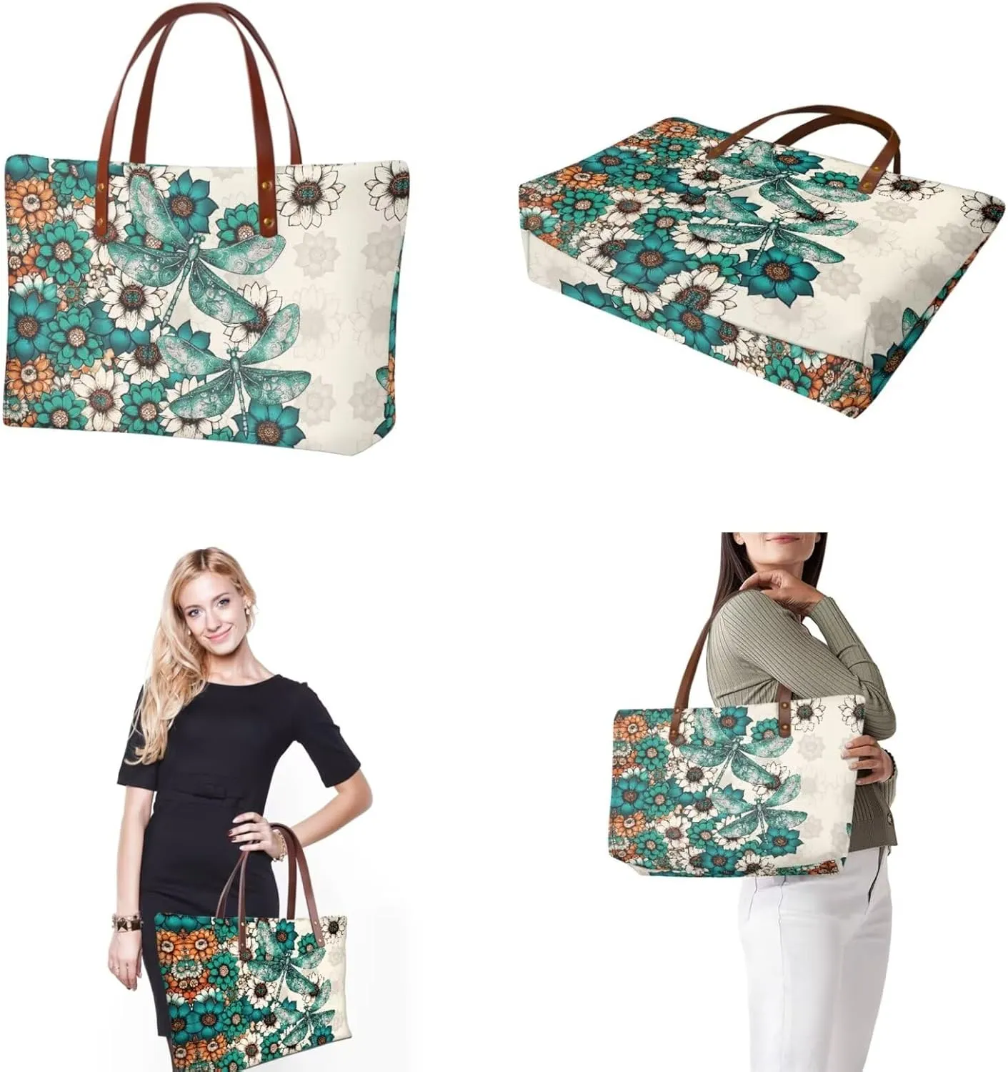 2 PCS Work Bag and Wallet Set for Women Portable Satchel Handbags Shoulder Bag with Money Organizers for Shopping