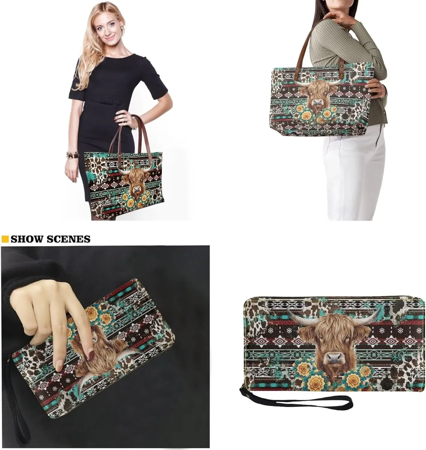 2 PCS Work Bag and Wallet Set for Women Portable Satchel Handbags Shoulder Bag with Money Organizers for Shopping