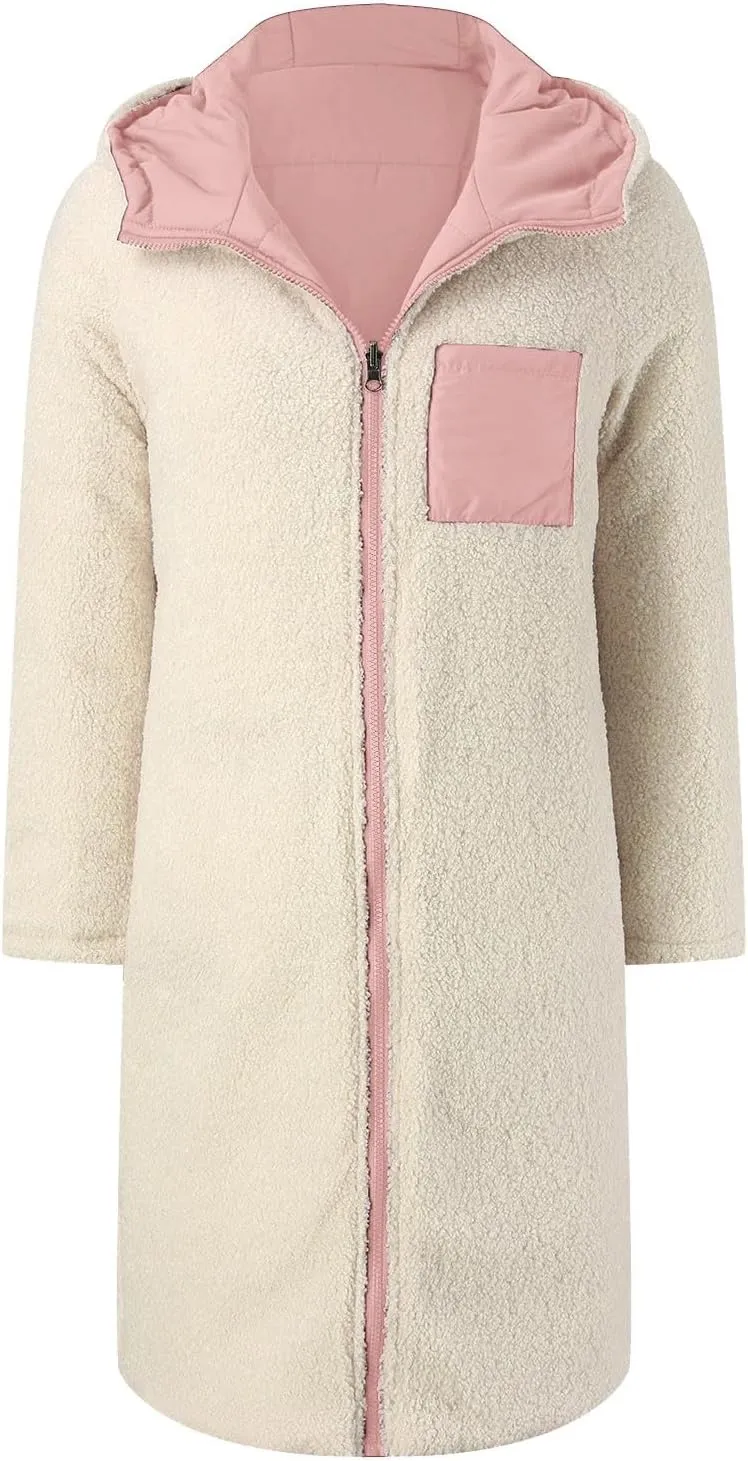 2024 Fleece Windbreaker Jackets Padded Jacket Winter Coat Womens Color Block Puffer Jacket Padded Coat Fluffy Fashion