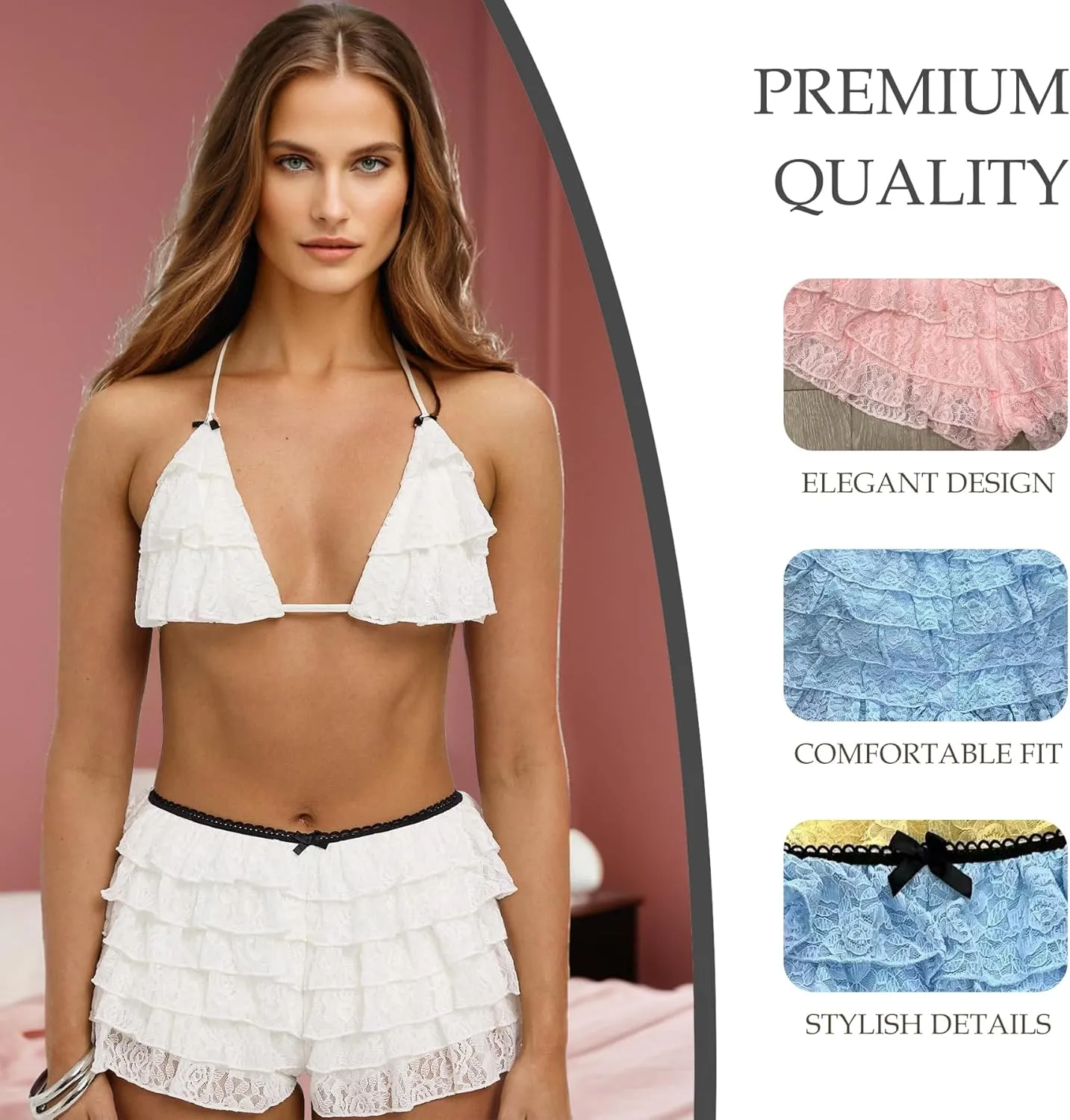 2025 Summer New Women's Shorts, Sweet Casual Lace Solid Color Hot Pants Mid Waist Slim Fashion Shorts