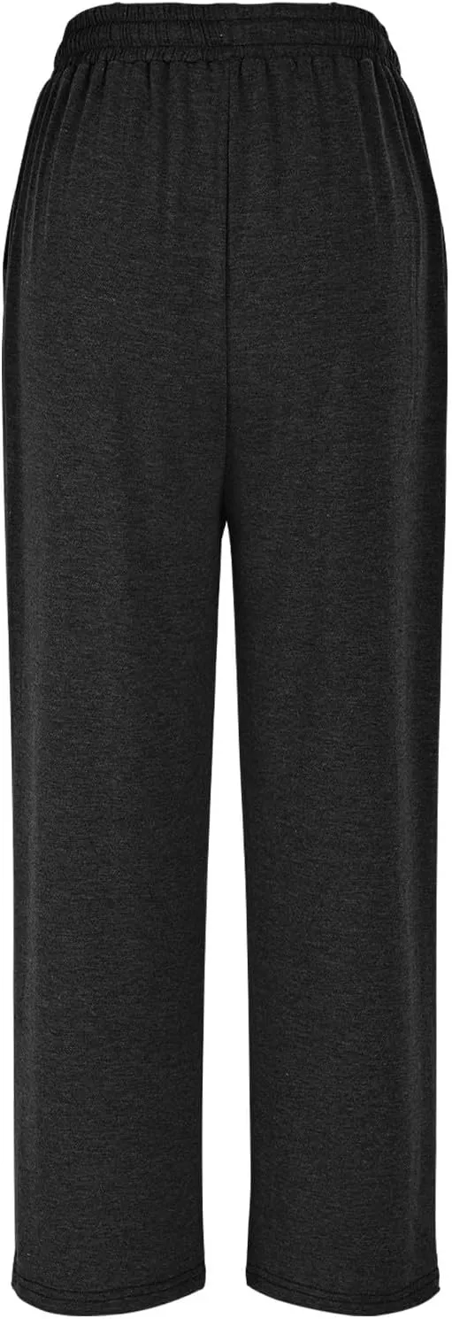 2025 Women Soft Comfy Sweat Pants Drawstring High Waist Wide Leg Trousers Lounge Yoga Gym Workout Running Pant with Pockets