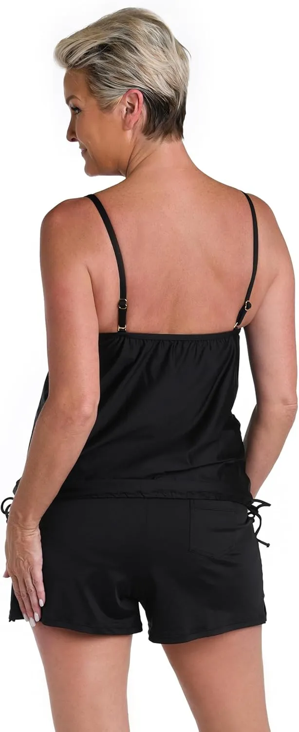 24th & Ocean Women's Standard Side Tie Tankini Swimsuit Top