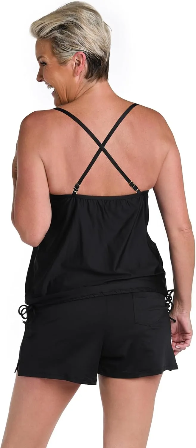 24th & Ocean Women's Standard Side Tie Tankini Swimsuit Top