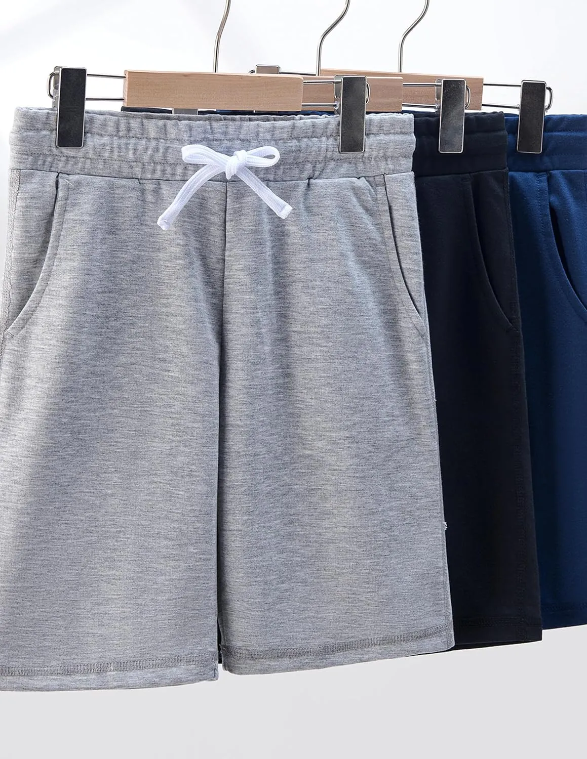 3 Pack Boys' Pull On Jogger Shorts Youth Kids Casual Terry Sweat Shorts with Pockets Drawstring