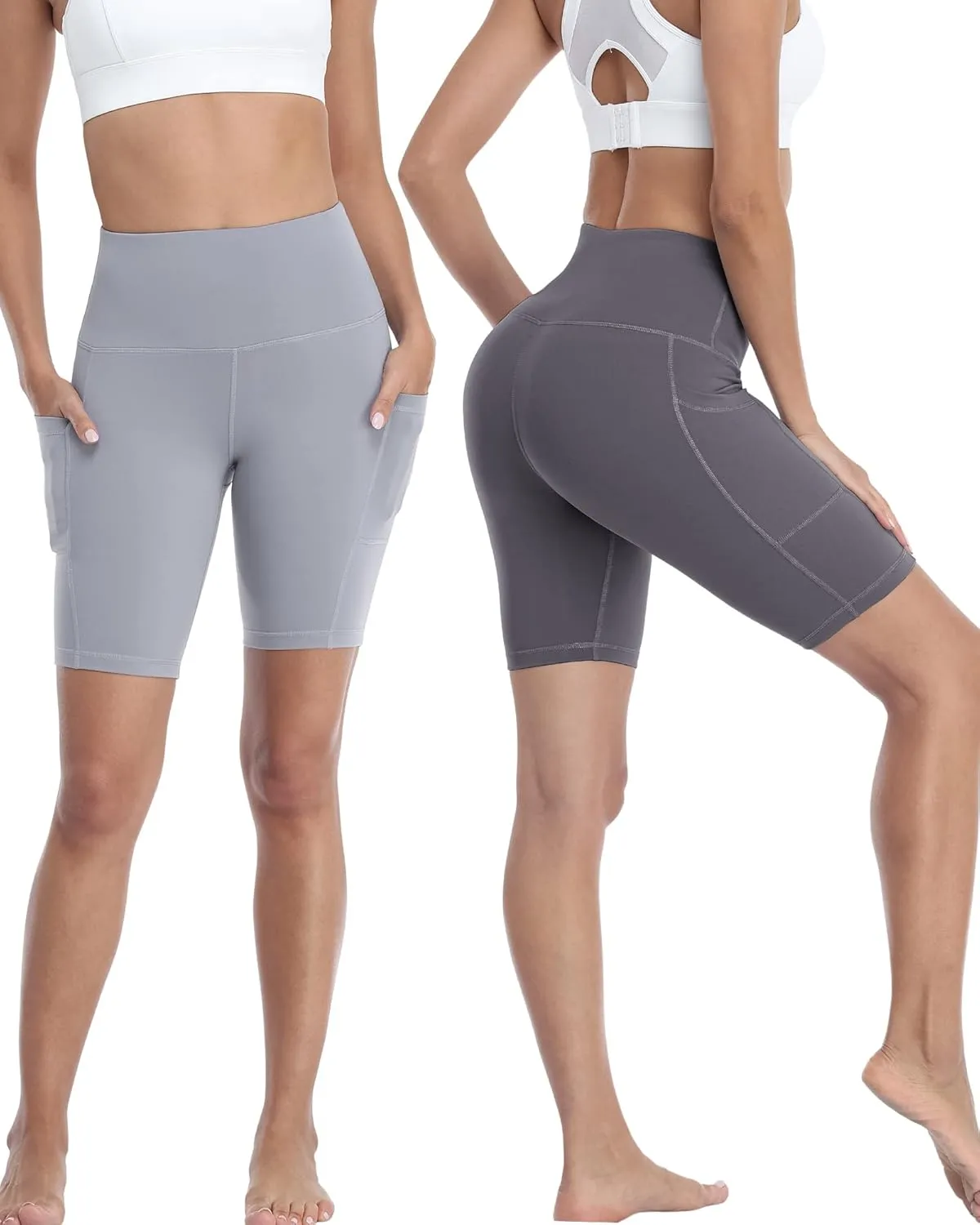 4 Pack Biker Shorts with Pockets for Women High Waist,Womens Athletic Workout Shorts for Summer