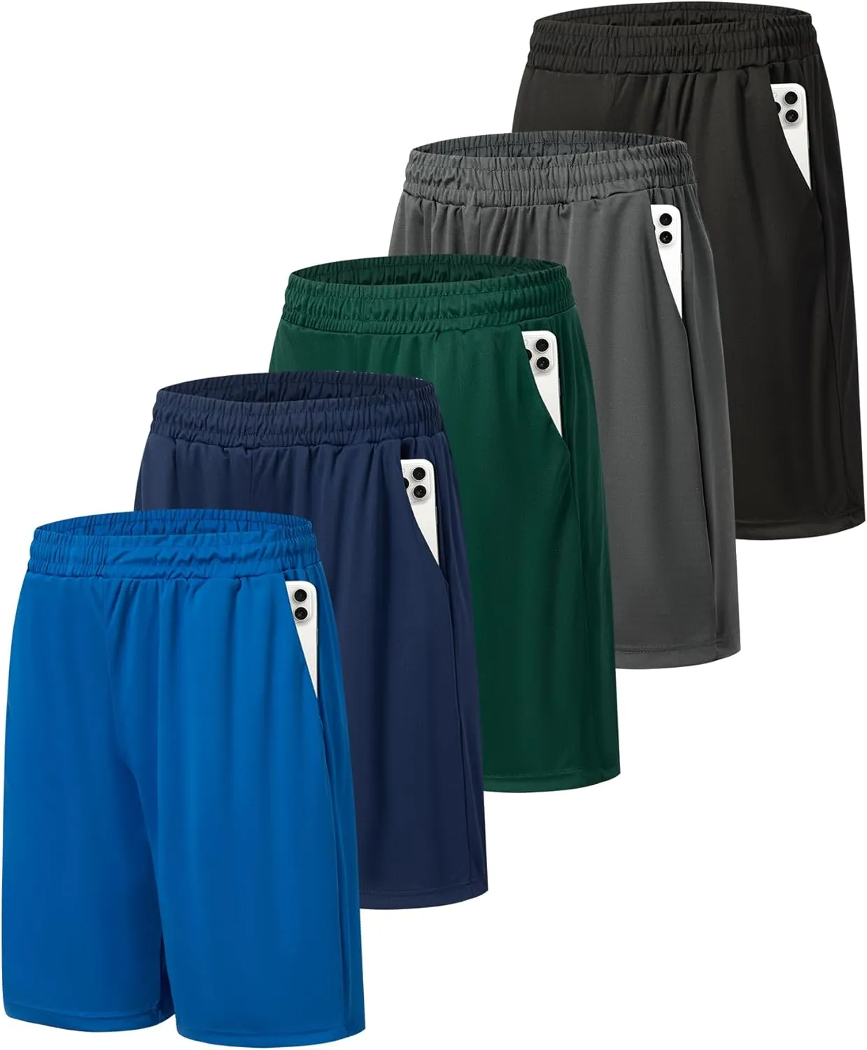 5 Pack Mens Athletic Gym Shorts Workout Quick Dry Running Lightweight Basketball Shorts with Pockets