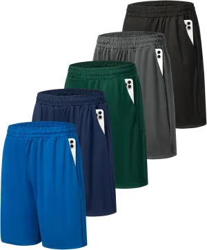 5 Pack Mens Athletic Gym Shorts Workout Quick Dry Running Lightweight Basketball Shorts with Pockets