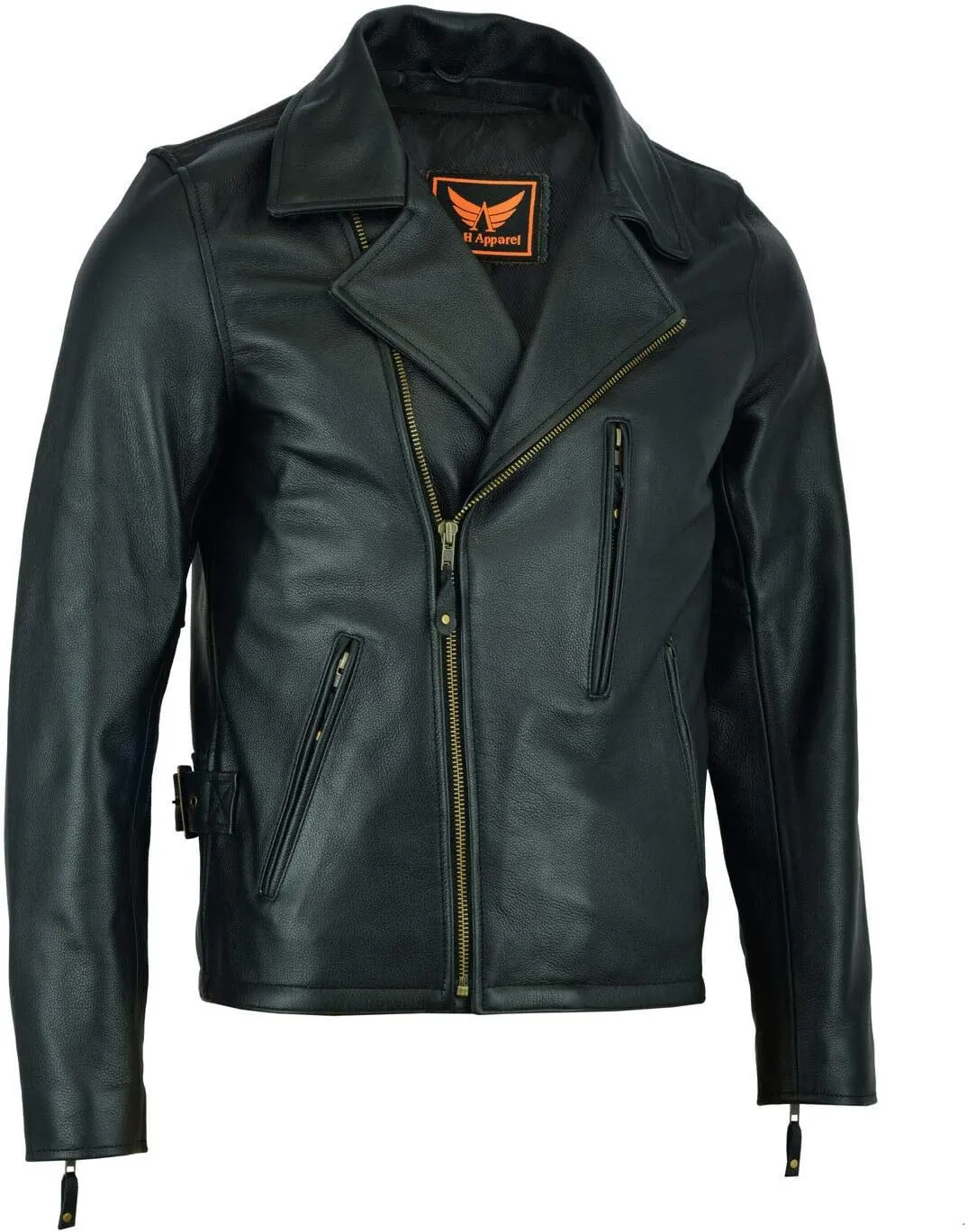 A&H Apparel: Motorcycle Genuine Leather Jacket - Hand-picked Genuine Top-Grain Cowhide Leather Biker Jacket for Men