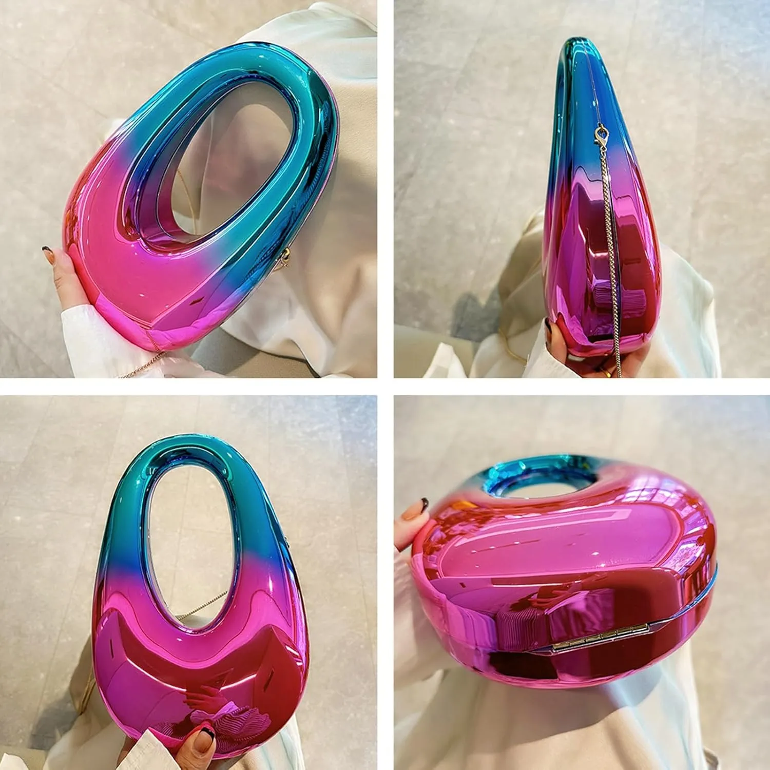 Acrylic Oval Box Crossbody Bag 2025 Women Clutch Bag Wristlet Handbag Top Handle Chain Party Purse