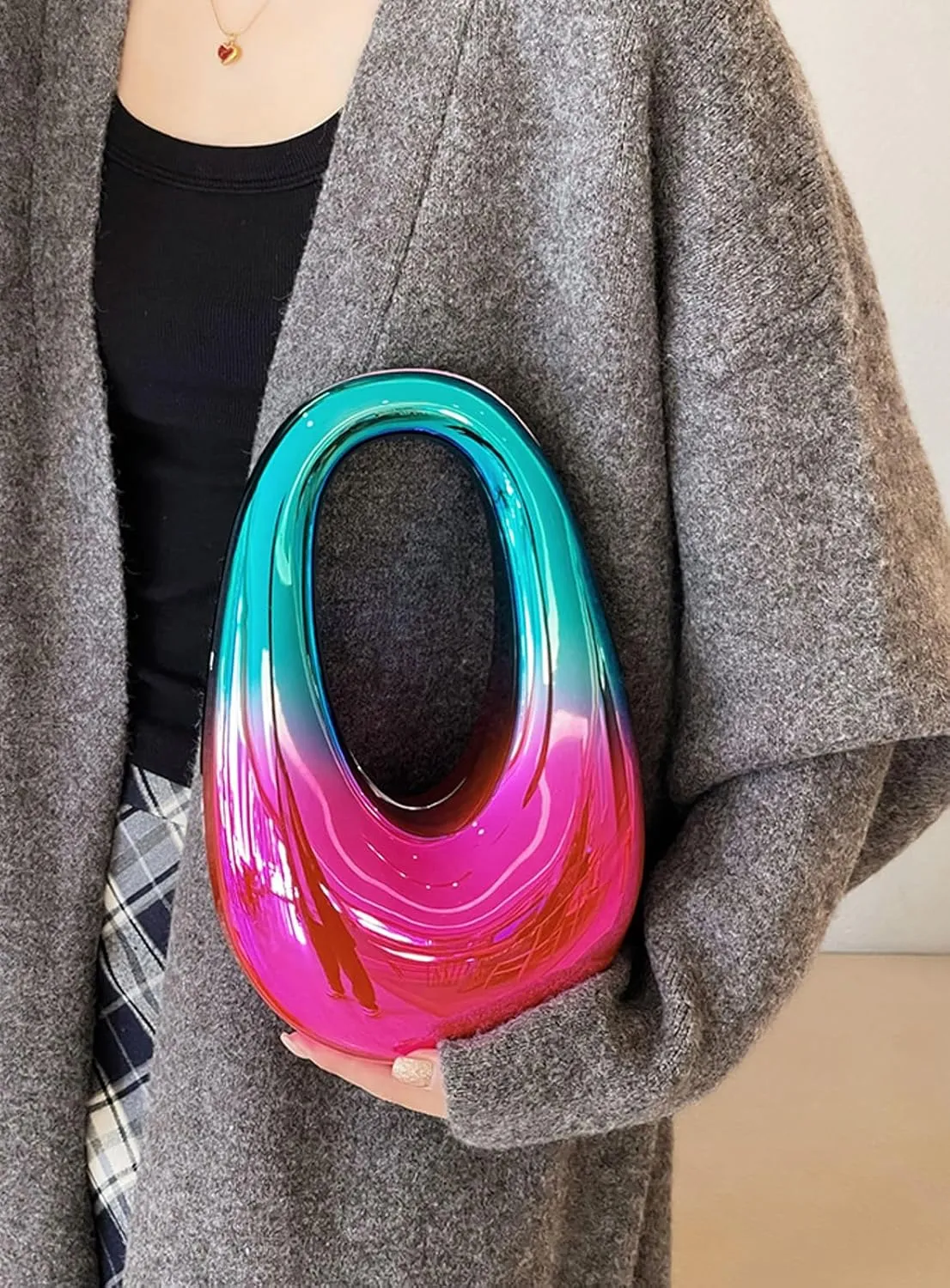 Acrylic Oval Box Crossbody Bag 2025 Women Clutch Bag Wristlet Handbag Top Handle Chain Party Purse