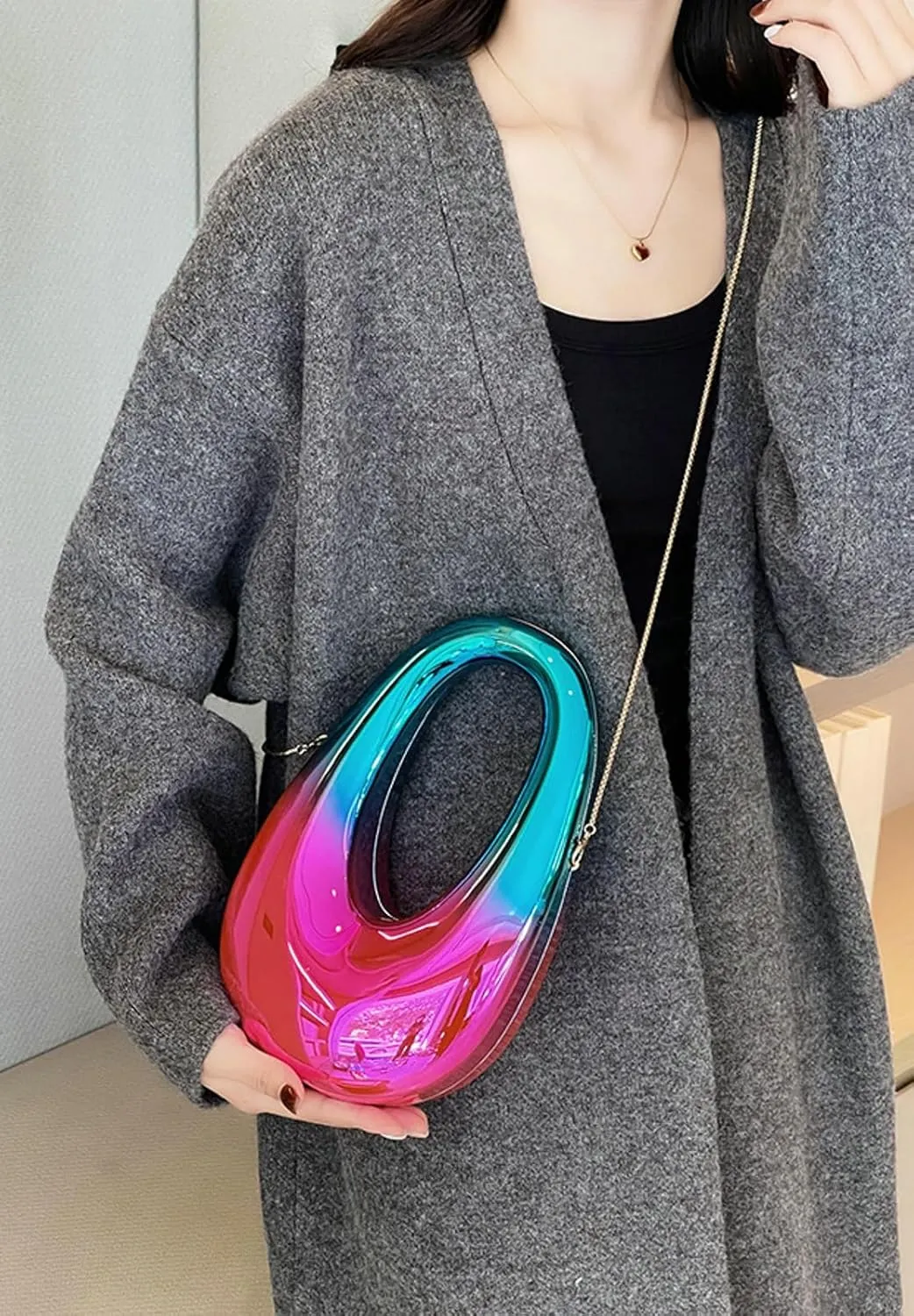 Acrylic Oval Box Crossbody Bag 2025 Women Clutch Bag Wristlet Handbag Top Handle Chain Party Purse