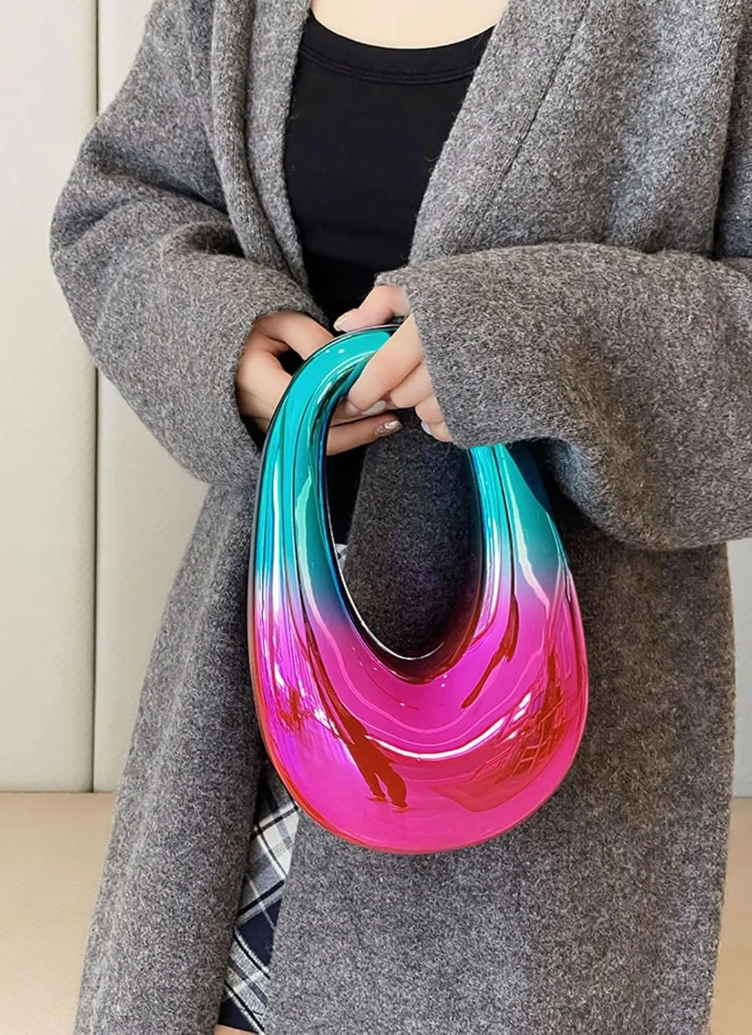 Acrylic Oval Box Crossbody Bag 2025 Women Clutch Bag Wristlet Handbag Top Handle Chain Party Purse