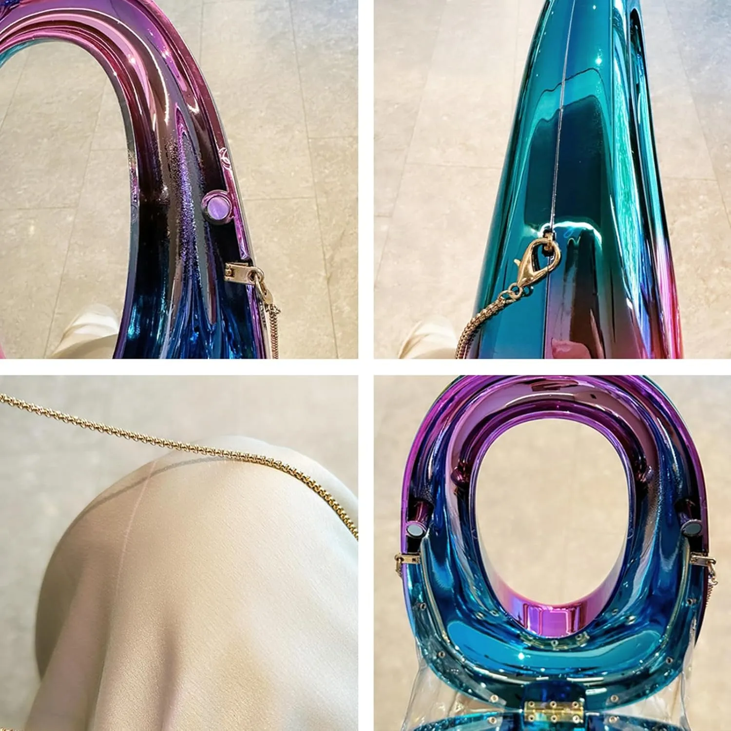 Acrylic Oval Box Crossbody Bag 2025 Women Clutch Bag Wristlet Handbag Top Handle Chain Party Purse