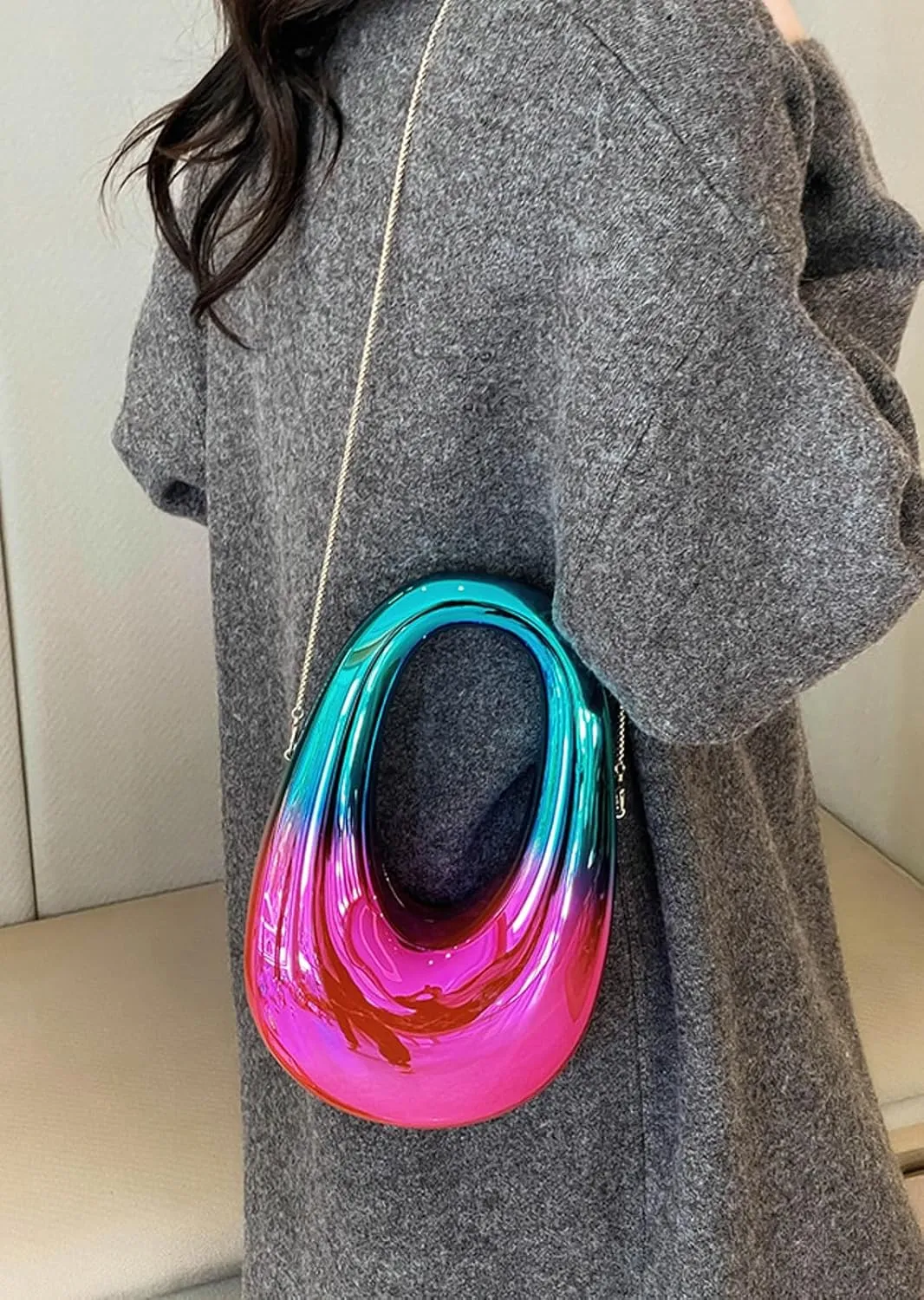 Acrylic Oval Box Crossbody Bag 2025 Women Clutch Bag Wristlet Handbag Top Handle Chain Party Purse