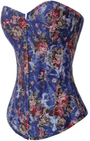 Alivila.Y Fashion Womens Vintage Floral Denim Overbust Corset Bustier Top