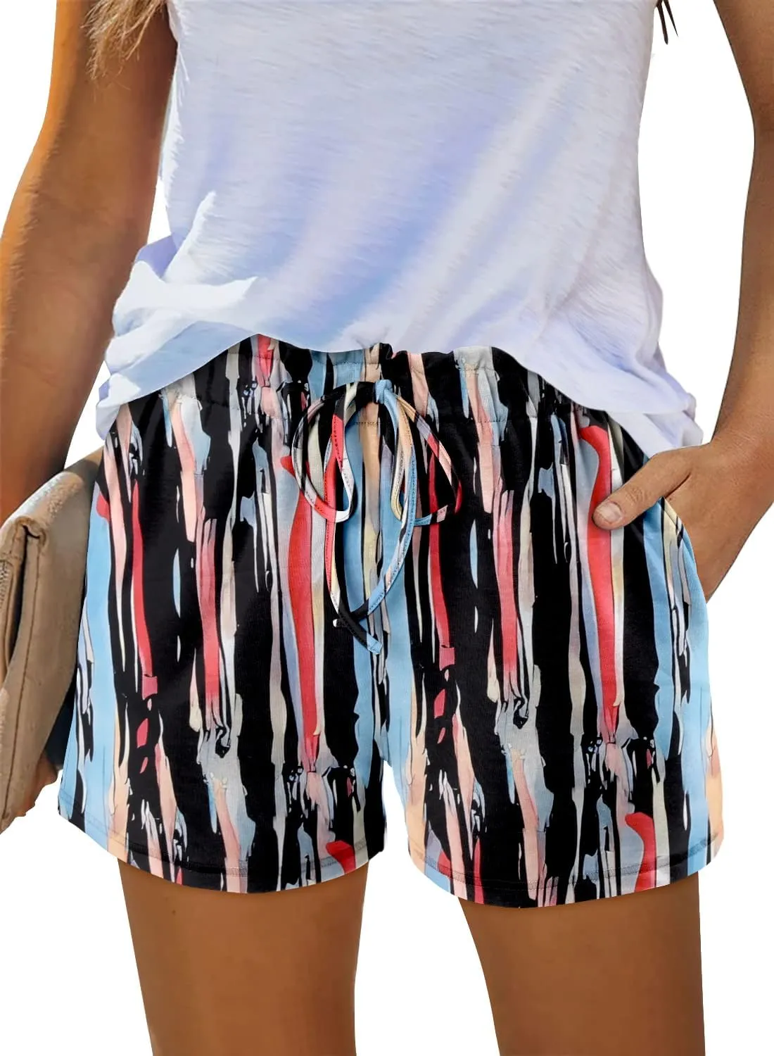 Angerella Womens Shorts with Pockets Summer Casual Shorts for Women Comfy Elastic Waist Lightweight Short Pants