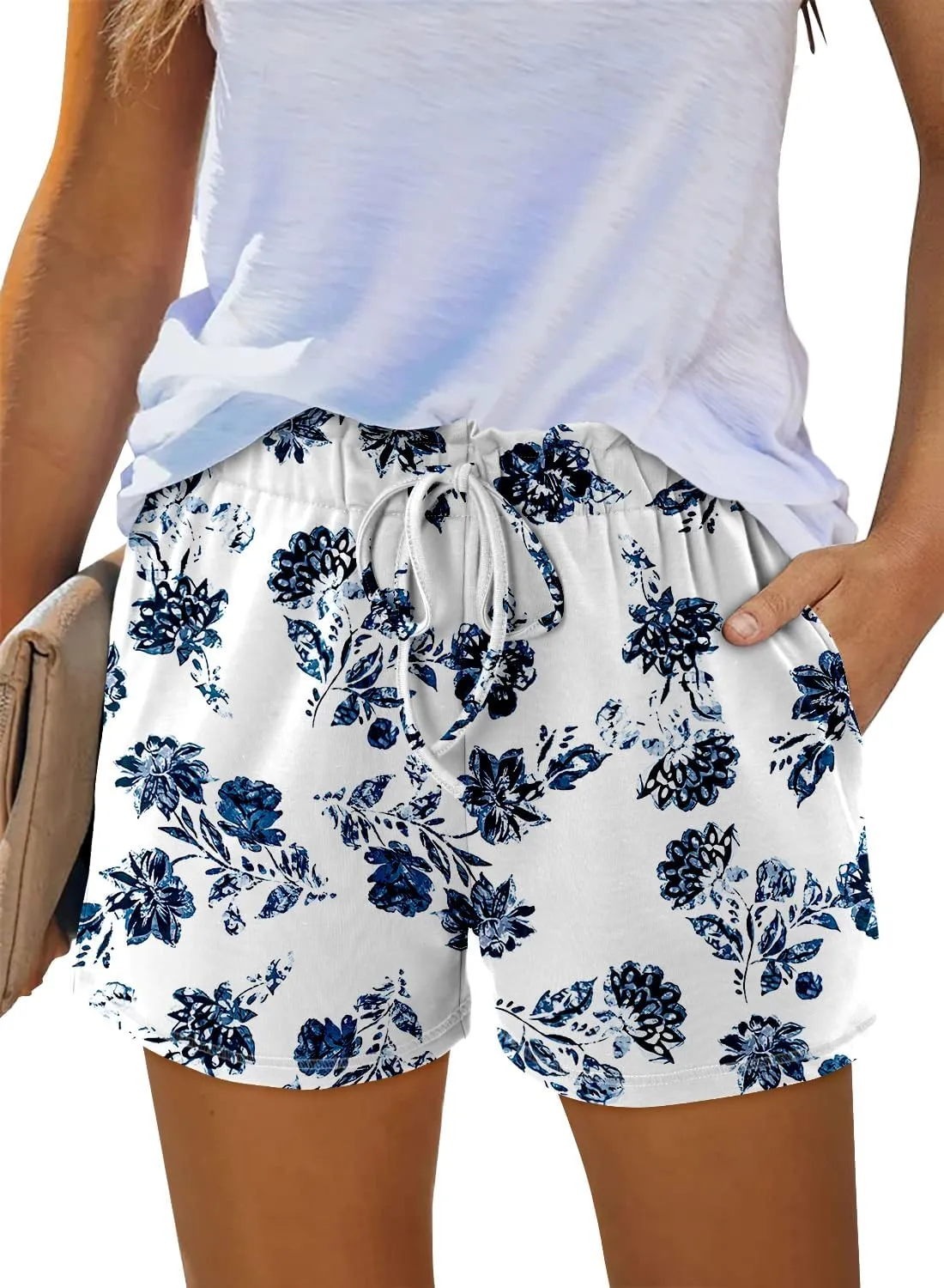 Angerella Womens Shorts with Pockets Summer Casual Shorts for Women Comfy Elastic Waist Lightweight Short Pants