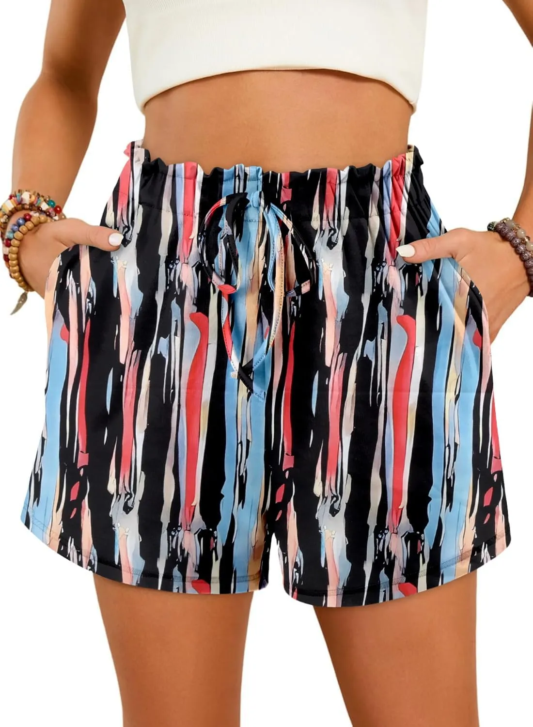 Angerella Womens Shorts with Pockets Summer Casual Shorts for Women Comfy Elastic Waist Lightweight Short Pants