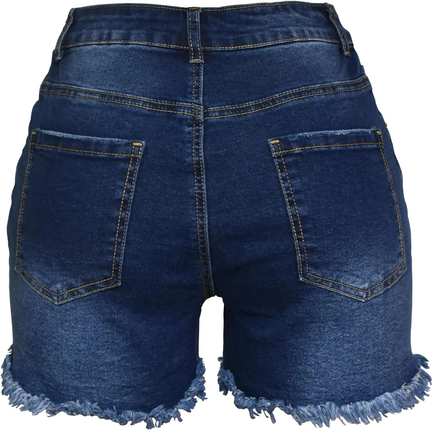 Aodrusa Jean Shorts Womens High Waisted Stretchy Mom Two Buttons Frayed Raw Hem Ripped Denim Shorts Distressed