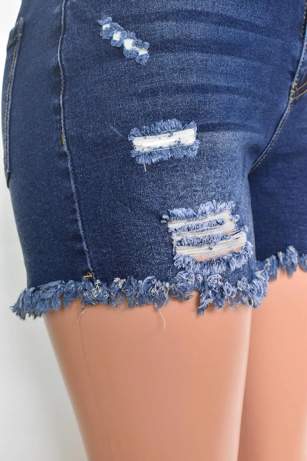 Aodrusa Jean Shorts Womens High Waisted Stretchy Mom Two Buttons Frayed Raw Hem Ripped Denim Shorts Distressed
