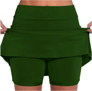 Athletic Skorts for Woman Tummy Control Tennis Elastic Hight Waist Skirt Casual Sport Plus Size Shorts with Pockets
