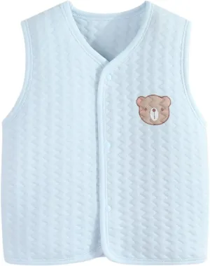 Baby Vest Warm Jacket Cotton Vest, Unisex Infant Toddler Padded Waistcoat Toddler Baby Cotton Vest (Blue, 18-24 Months)