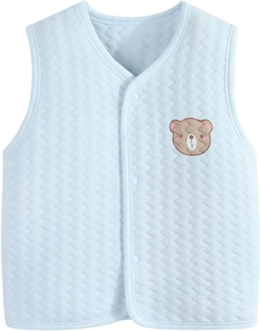 Baby Vest Warm Jacket Cotton Vest, Unisex Infant Toddler Padded Waistcoat Toddler Baby Cotton Vest (Blue, 18-24 Months)