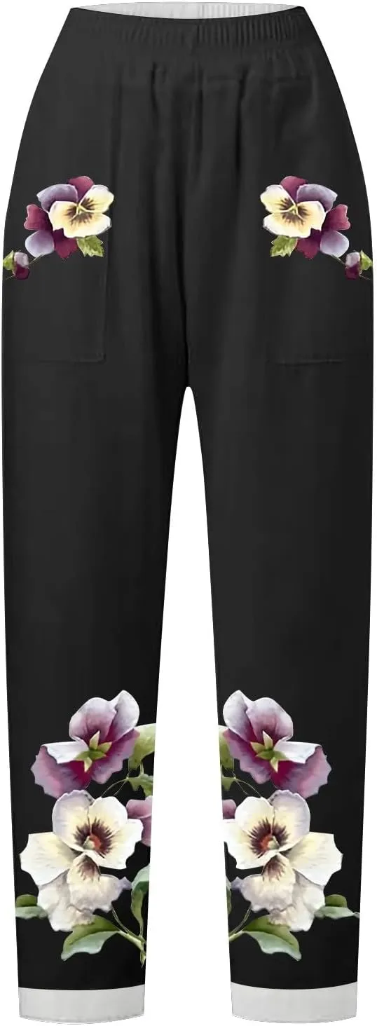 Baggy Linen Pants Women Pockets Spring Cotton Pants Women Summer Womens Palazzo Pants Plus Size