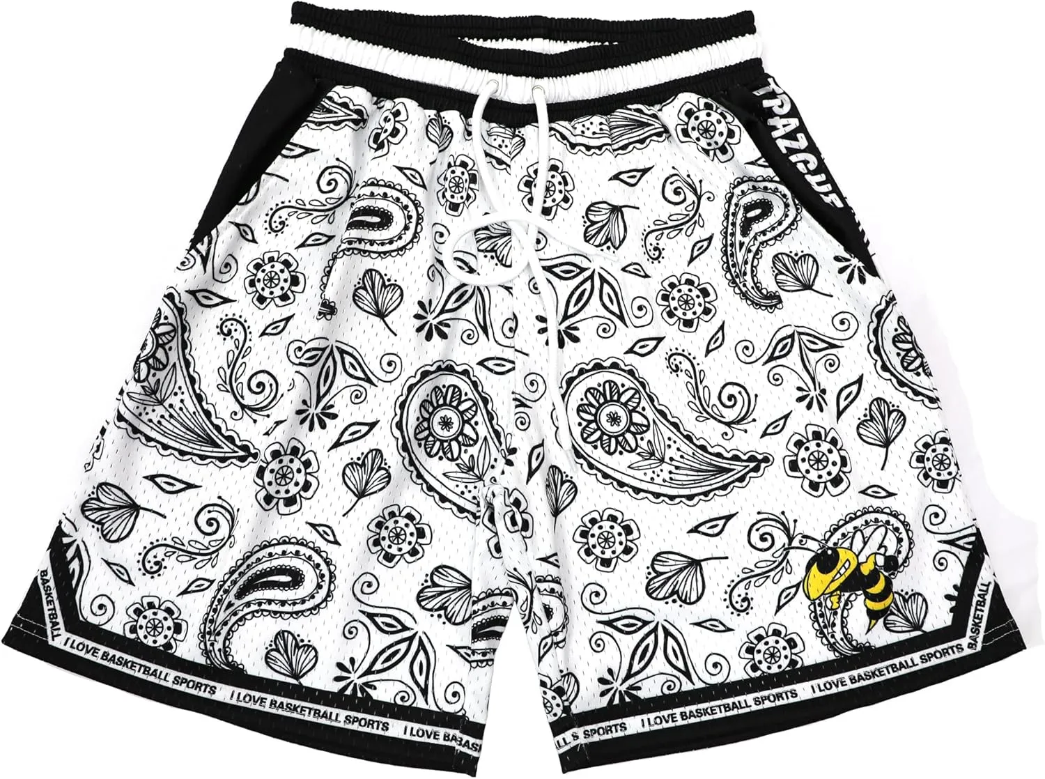 Basketball Athletic Shorts Men Mesh Gym Sports Workout Training Drawstring Retro Running Shorts with Pockets