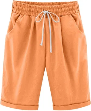 Bermuda Shorts for Women 2025 Casual Summer Beach Drawstring Shorts with Pocket Knee Length Loose Cute Vacation Short