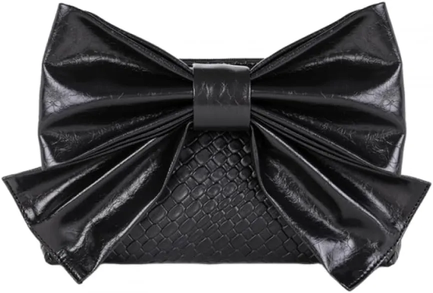 Black&Gold Clutch Purses for Women Elegant Bow Purse with Metal Chain Crossbody Evening Clutch for Wedding Party