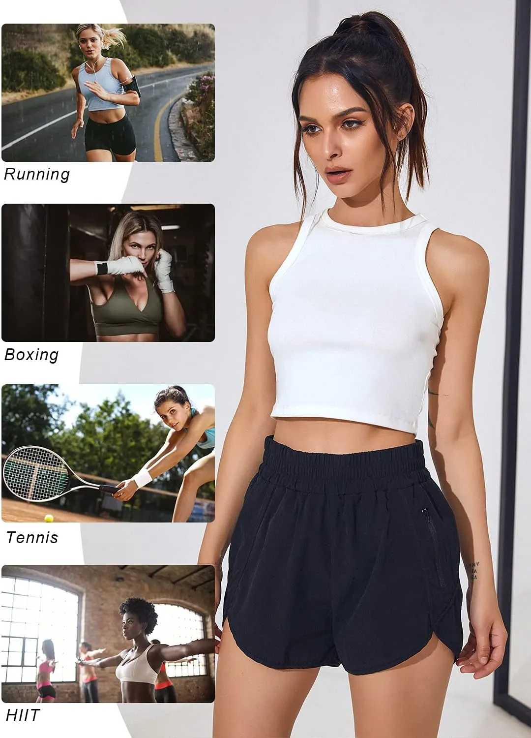 Blooming Jelly Womens High Waisted Running Shorts Athletic Workout Shorts Quick Dry Pants with Zipper Pocket