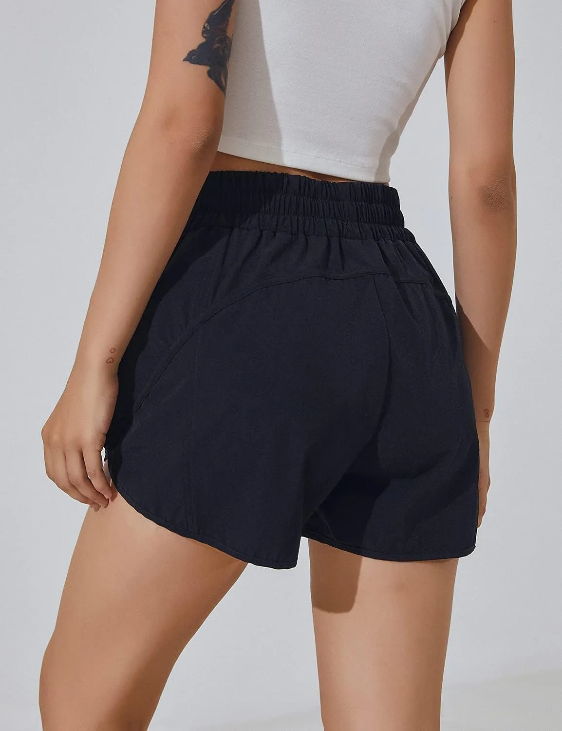 Blooming Jelly Womens High Waisted Running Shorts Athletic Workout Shorts Quick Dry Pants with Zipper Pocket