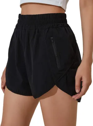 Blooming Jelly Womens High Waisted Running Shorts Athletic Workout Shorts Quick Dry Pants with Zipper Pocket