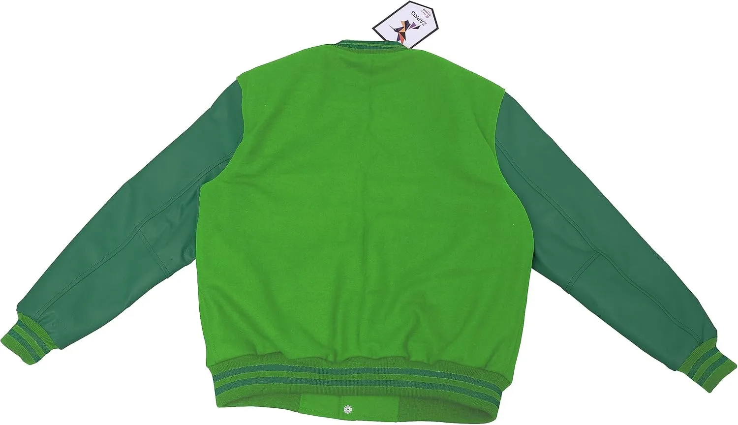 Bomber Jacket Men Motorcycle Biker Racer Baseball Letterman Varsity Jacket Wool Cowhide Leather Dark Green Sleeve