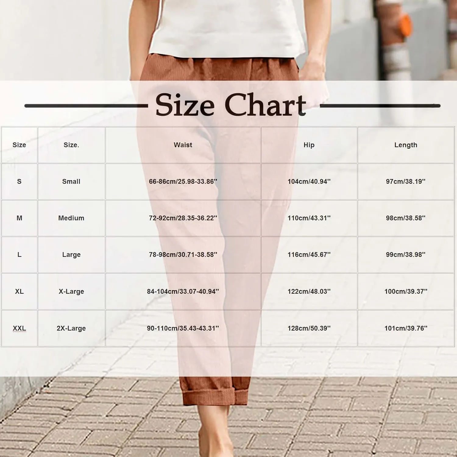 Borniu Womens Linen Pants with Pockets High Waist Comfy Solid Color Elastic Waist Pants Casual Lightweight Loose Trousers