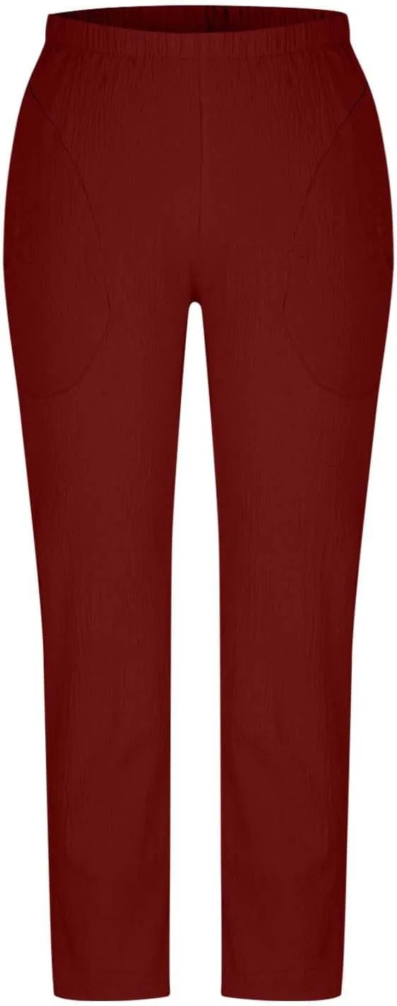 Borniu Womens Linen Pants with Pockets High Waist Comfy Solid Color Elastic Waist Pants Casual Lightweight Loose Trousers