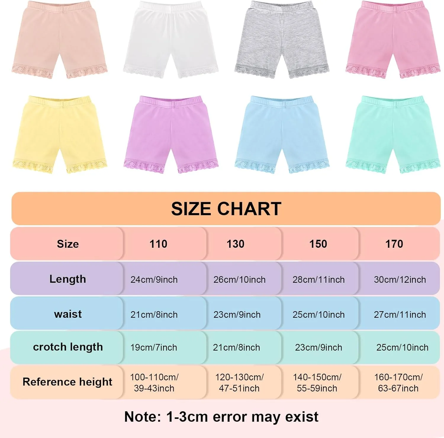 Boyiee 8 Pack Girls Shorts Toddler Bike Dance Gymnastics Yoga Safety Active Under Dress Shorts