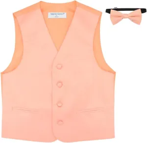 BOY'S Dress Vest & BOW Tie Solid DUSTY PINK Color BowTie Set
