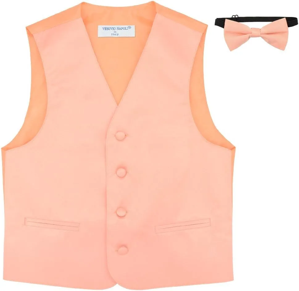 BOY'S Dress Vest & BOW Tie Solid DUSTY PINK Color BowTie Set