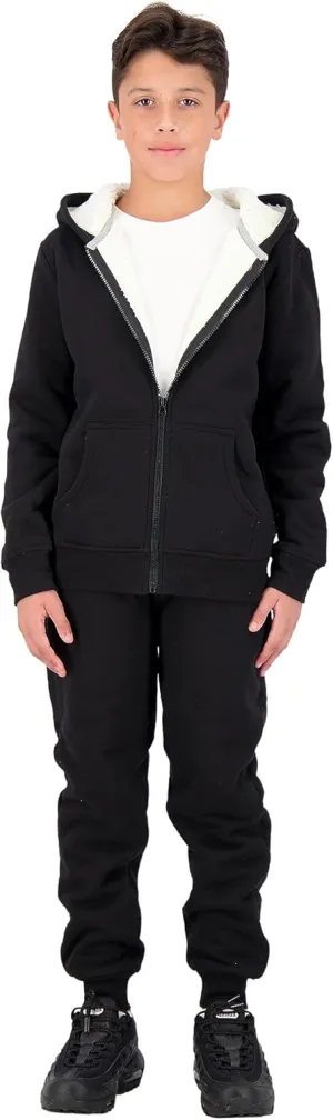 Boys Hoodie and Jogger Set | Fleece Sherpa Lined Hooded Sweatshirt and Sweatpants for kids