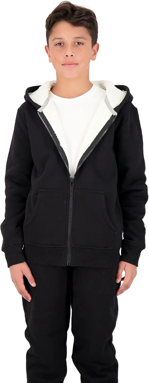 Boys Hoodie and Jogger Set | Fleece Sherpa Lined Hooded Sweatshirt and Sweatpants for kids