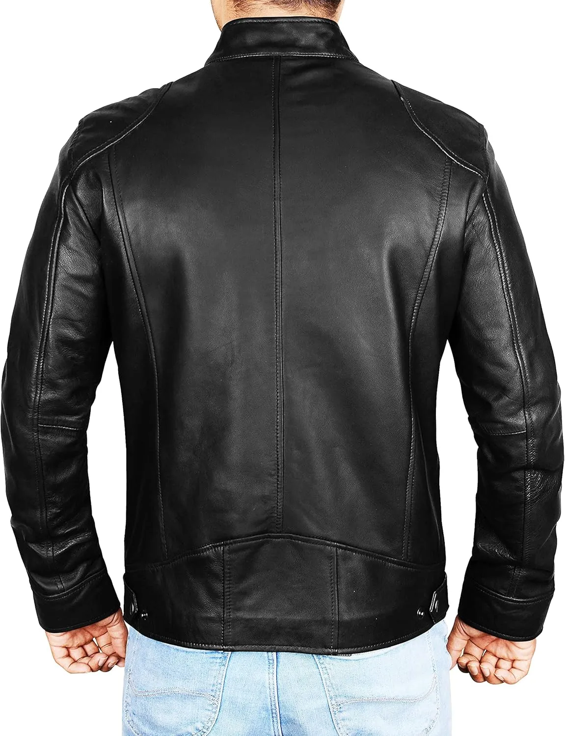 Brown Leather Jacket Mens Real Lambskin Vintage Biker Jacket Men - Mens Black Leather Jacket