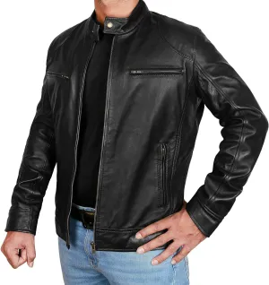 Brown Leather Jacket Mens Real Lambskin Vintage Biker Jacket Men - Mens Black Leather Jacket