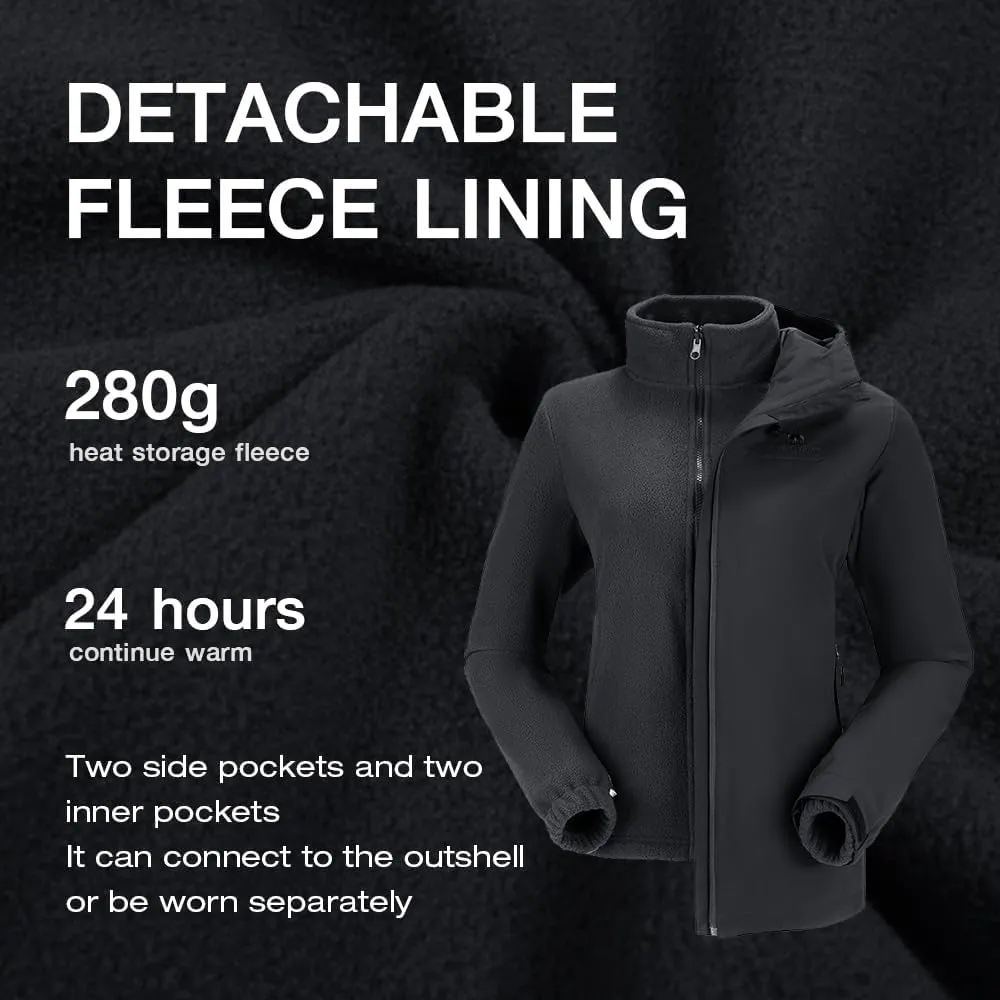 CAMEL CROWN Women's Ski Jacket Waterproof 3 in 1 Winter Coat with Fleece Inner Warm Windproof For Snow Outdoor Hiking