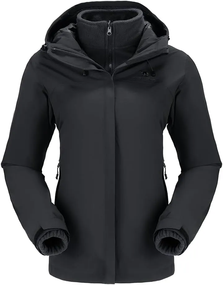 CAMEL CROWN Women's Ski Jacket Waterproof 3 in 1 Winter Coat with Fleece Inner Warm Windproof For Snow Outdoor Hiking