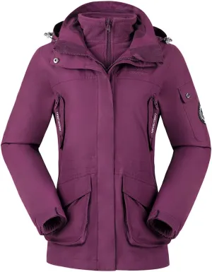 CAMEL CROWN Womens Waterproof Ski Jacket 3-in-1 Windbreaker Winter Coat Fleece Inner for Rain Snow Outdoor Hiking