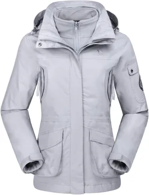 CAMEL CROWN Womens Waterproof Ski Jacket 3-in-1 Windbreaker Winter Coat Fleece Inner for Rain Snow Outdoor Hiking