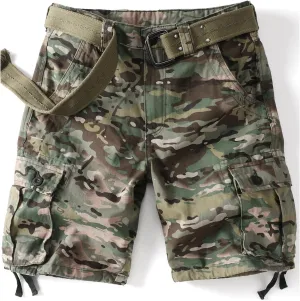 Camo Cargo Shorts for Men Cotton Casual Wild Outdoor Work Relaxed Fit Shorts with Multi-Pockets